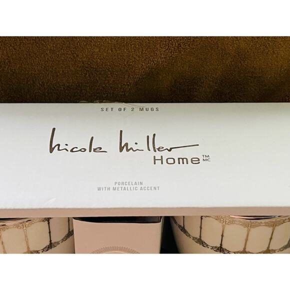 Nicole Miller Boxed Set of Porcelain 16oz Coffee Mugs w/Silver Accents - Picture 2 of 4